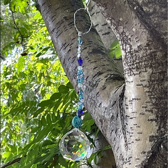 Handmade Purple Peace & Love Heart Suncatcher Wire w Upcycled & New Beads - Picture 4 of 5